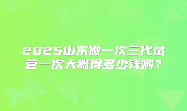 2025山东做一次三代试管一次大概得多少钱啊?
