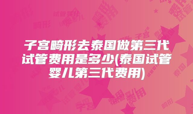 子宫畸形去泰国做第三代试管费用是多少(泰国试管婴儿第三代费用)