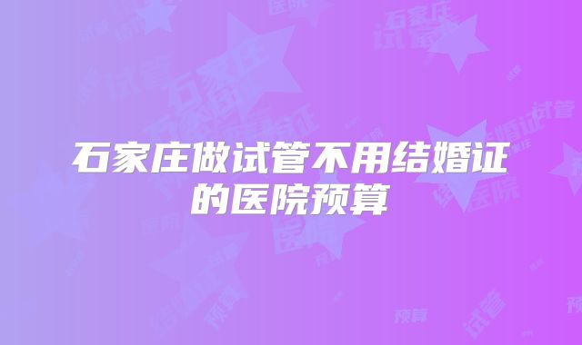 石家庄做试管不用结婚证的医院预算