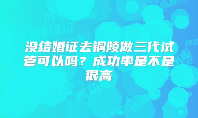 没结婚证去铜陵做三代试管可以吗?成功率是不是很高