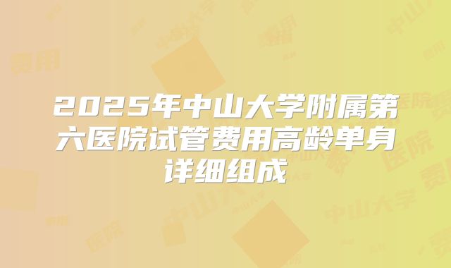 2025年中山大学附属第六医院试管费用高龄单身详细组成