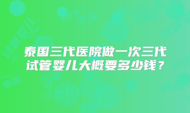 泰国三代医院做一次三代试管婴儿大概要多少钱?