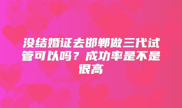 没结婚证去邯郸做三代试管可以吗?成功率是不是很高