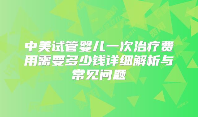 中美试管婴儿一次治疗费用需要多少钱详细解析与常见问题