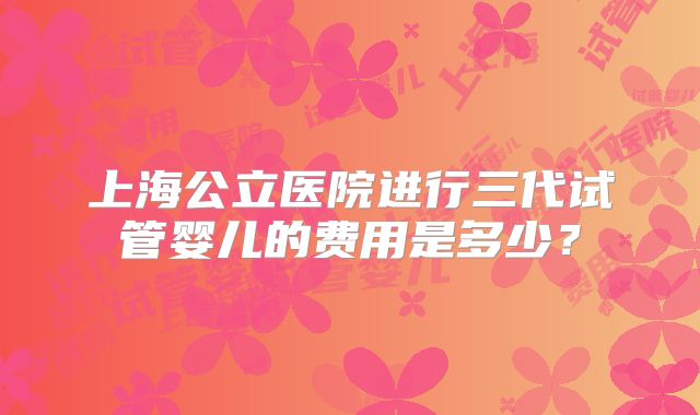 上海公立医院进行三代试管婴儿的费用是多少?