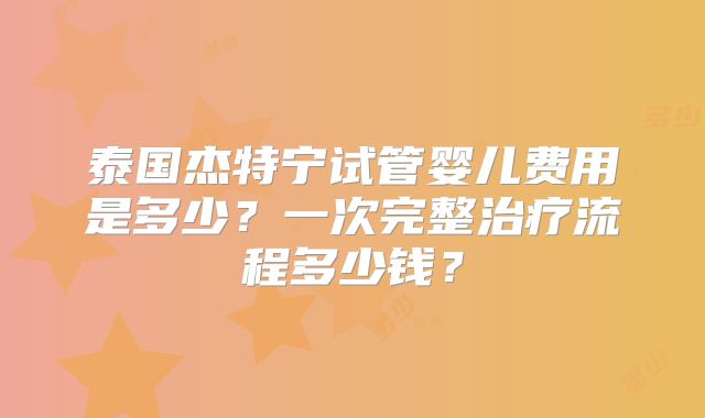 泰国杰特宁试管婴儿费用是多少?一次完整治疗流程多少钱?