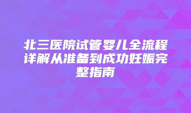 北三医院试管婴儿全流程详解从准备到成功妊娠完整指南