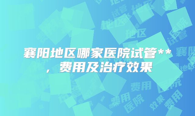 襄阳地区哪家医院试管**，费用及治疗效果