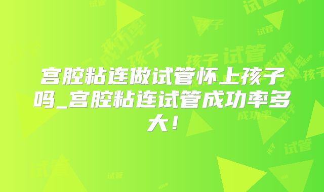 宫腔粘连做试管怀上孩子吗_宫腔粘连试管成功率多大！