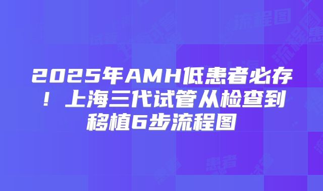 2025年AMH低患者必存！上海三代试管从检查到移植6步流程图