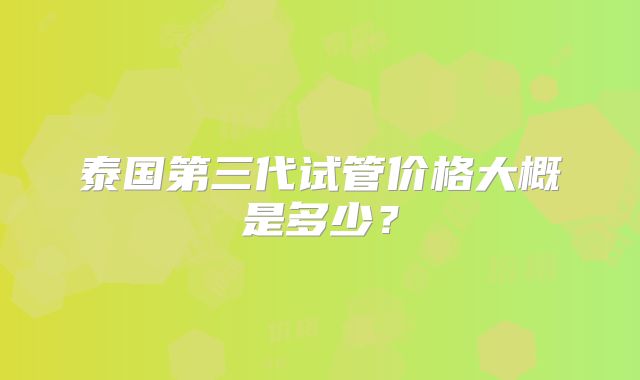 泰国第三代试管价格大概是多少?
