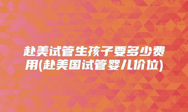 赴美试管生孩子要多少费用(赴美国试管婴儿价位)
