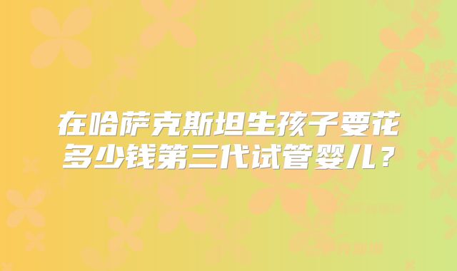 在哈萨克斯坦生孩子要花多少钱第三代试管婴儿?