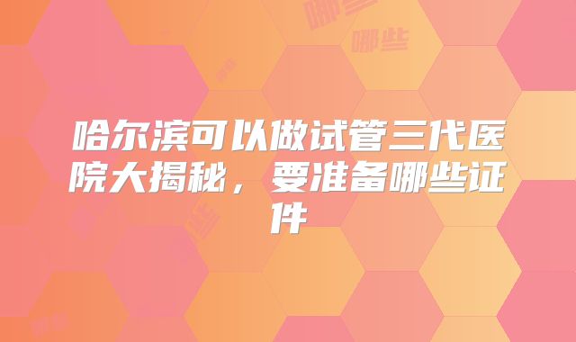 哈尔滨可以做试管三代医院大揭秘，要准备哪些证件