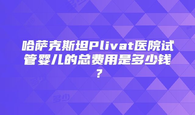 哈萨克斯坦Plivat医院试管婴儿的总费用是多少钱？