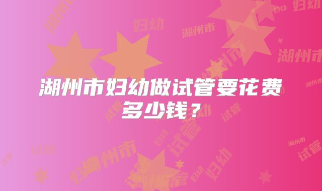 湖州市妇幼做试管要花费多少钱？