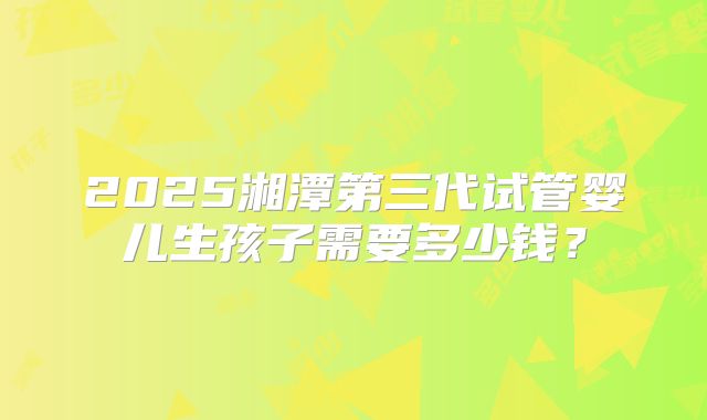 2025湘潭第三代试管婴儿生孩子需要多少钱?