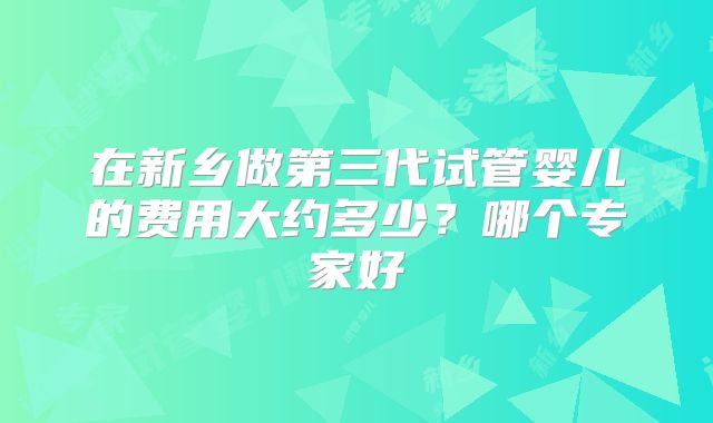 在新乡做第三代试管婴儿的费用大约多少？哪个专家好