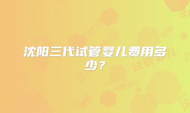 沈阳三代试管婴儿费用多少?