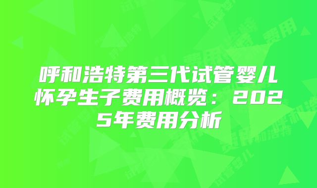 呼和浩特第三代试管婴儿怀孕生子费用概览：2025年费用分析