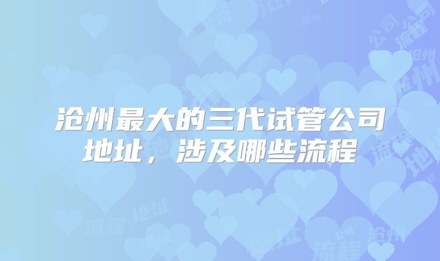沧州最大的三代试管公司地址,涉及哪些流程