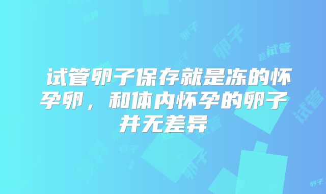​试管卵子保存就是冻的怀孕卵，和体内怀孕的卵子并无差异