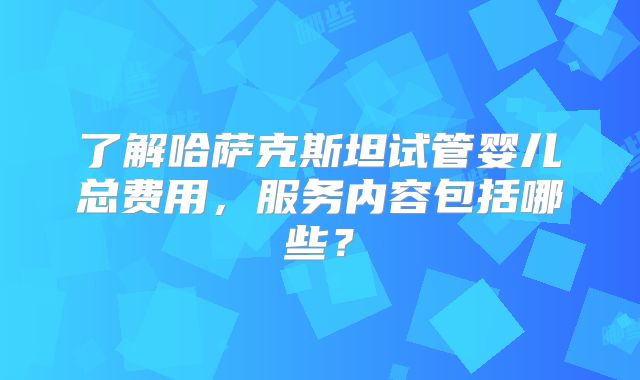 了解哈萨克斯坦试管婴儿总费用，服务内容包括哪些？