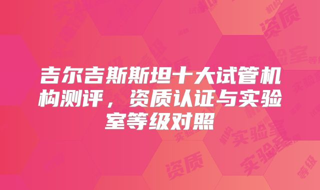 吉尔吉斯斯坦十大试管机构测评，资质认证与实验室等级对照