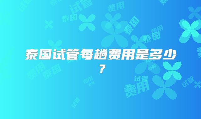 泰国试管每趟费用是多少？
