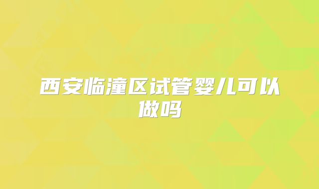 西安临潼区试管婴儿可以做吗