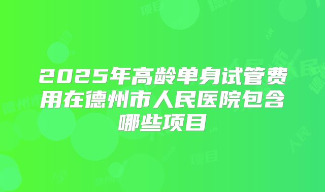 2025年高龄单身试管费用在德州市人民医院包含哪些项目