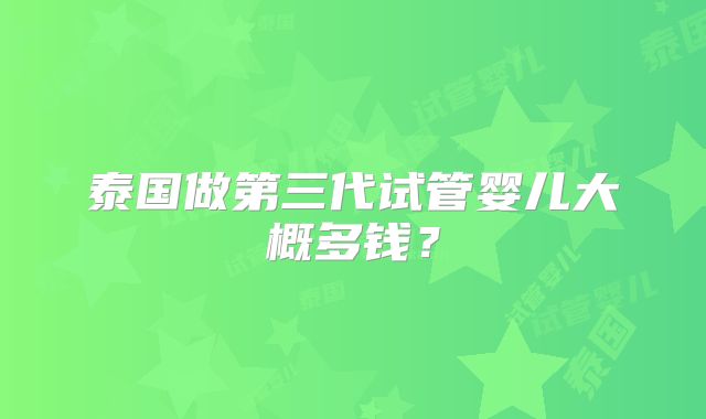 泰国做第三代试管婴儿大概多钱？