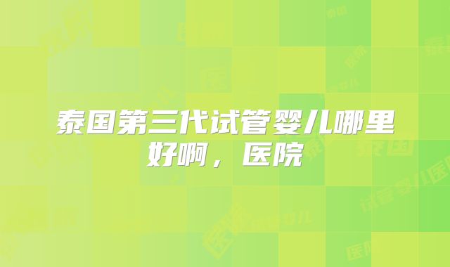 泰国第三代试管婴儿哪里好啊,医院