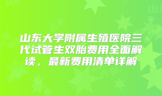 山东大学附属生殖医院三代试管生双胎费用全面解读，最新费用清单详解