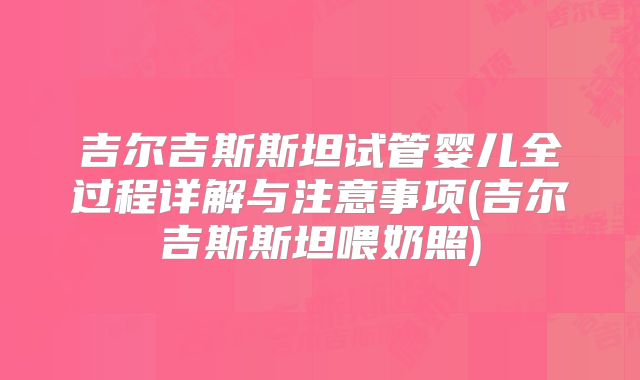 吉尔吉斯斯坦试管婴儿全过程详解与注意事项(吉尔吉斯斯坦喂奶照)