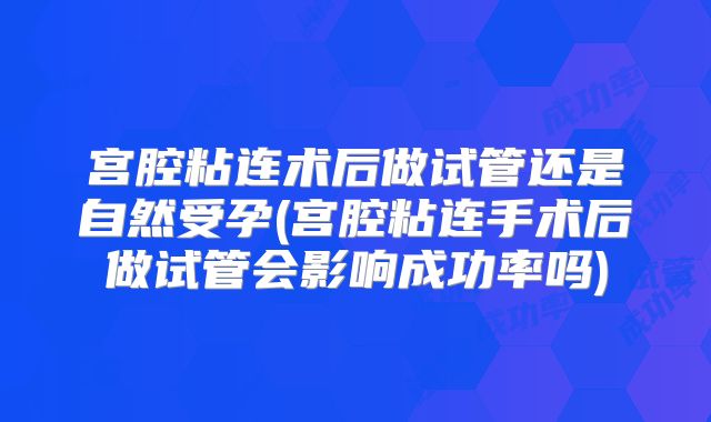 宫腔粘连术后做试管还是自然受孕(宫腔粘连手术后做试管会影响成功率吗)
