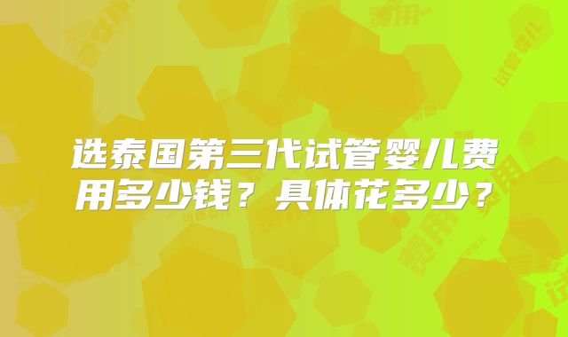 选泰国第三代试管婴儿费用多少钱?具体花多少?