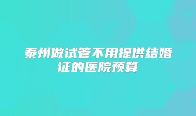 泰州做试管不用提供结婚证的医院预算