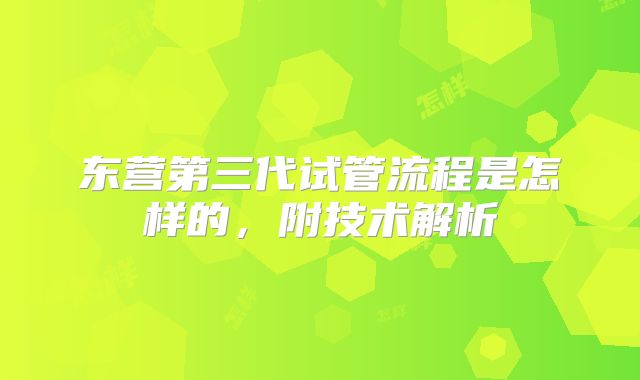 东营第三代试管流程是怎样的，附技术解析