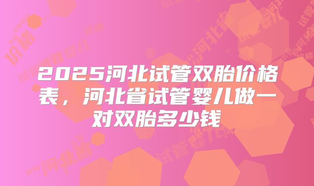 2025河北试管双胎价格表，河北省试管婴儿做一对双胎多少钱