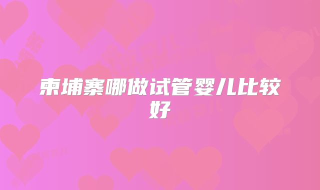 柬埔寨哪做试管婴儿比较好