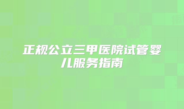 正规公立三甲医院试管婴儿服务指南