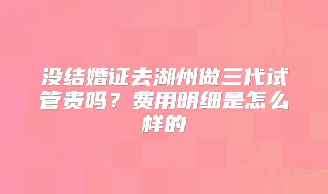 没结婚证去湖州做三代试管贵吗?费用明细是怎么样的