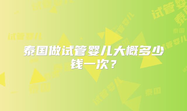 泰国做试管婴儿大概多少钱一次？