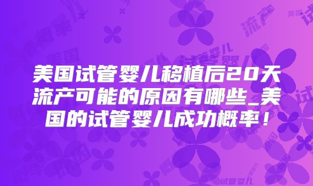 美国试管婴儿移植后20天流产可能的原因有哪些_美国的试管婴儿成功概率！