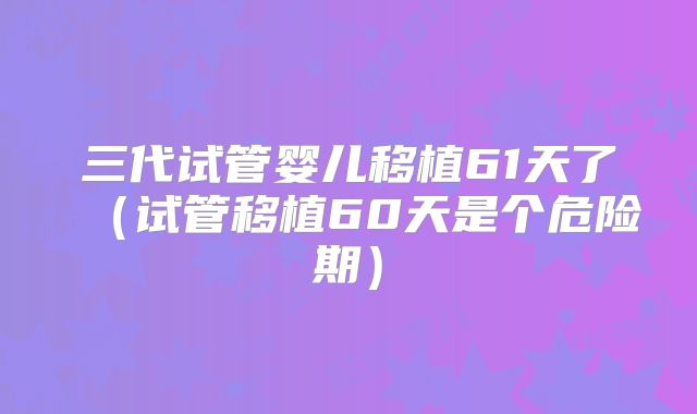 三代试管婴儿移植61天了(试管移植60天是个危险期)