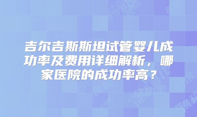 吉尔吉斯斯坦试管婴儿成功率及费用详细解析,哪家医院的成功率高?