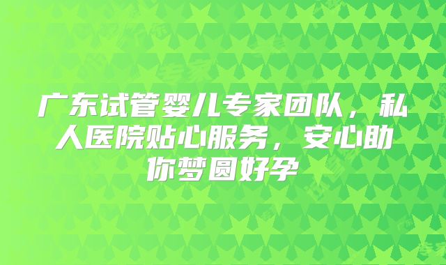 广东试管婴儿专家团队,私人医院贴心服务,安心助你梦圆好孕