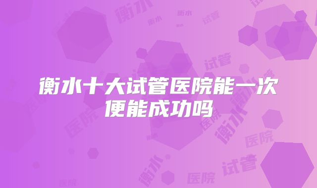 衡水十大试管医院能一次便能成功吗
