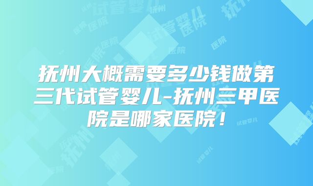 抚州大概需要多少钱做第三代试管婴儿-抚州三甲医院是哪家医院!